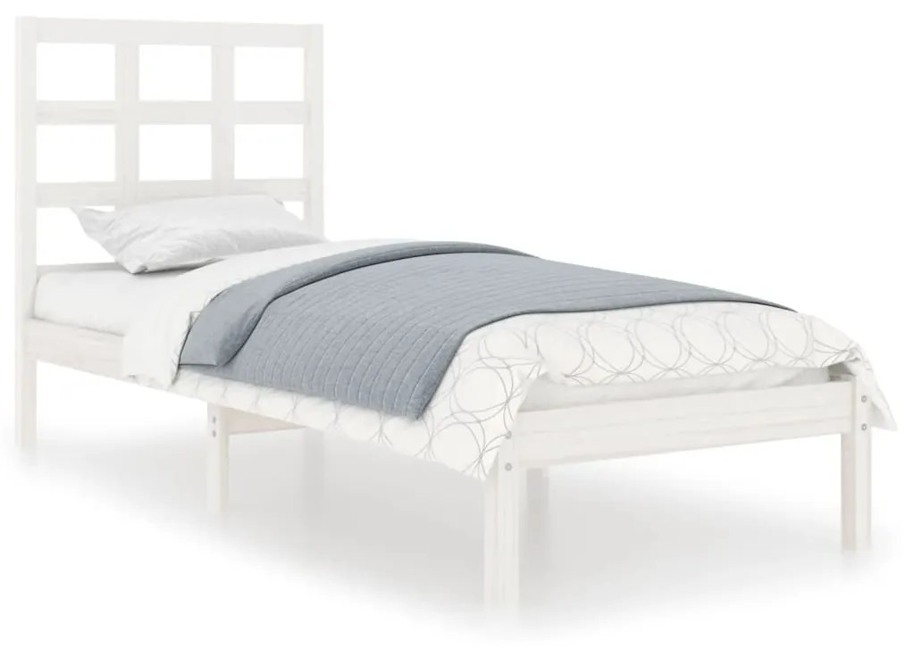 vidaXL Bedframe massief hout wit 75x190 cm 2FT6 Small Single