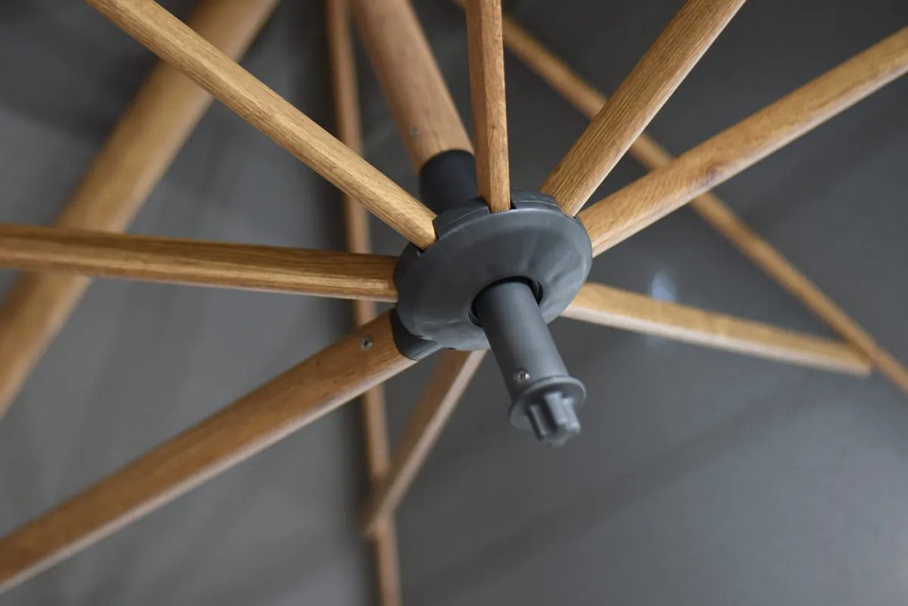 4 Seasons Outdoor Siesta PREMIUM 300 x 300 cm parasol charcoal, wood look frame Parasol   houtkleur weerbestendig