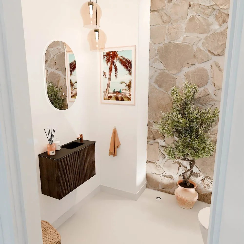 Mondiaz Joya 60cm toiletmeubel walnut met wastafel faye rechts 1 kraangat urban