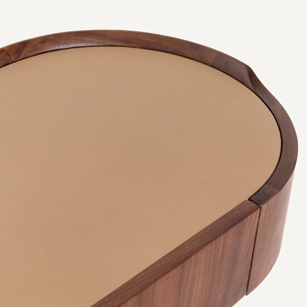 Bureau-wandtafel notenhout/leer, Aslen