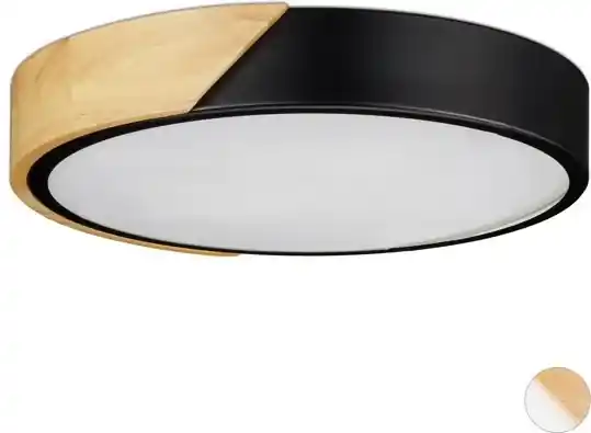 Motiveren grootmoeder Kneden LED plafonniÃ¨re rond - plafondlamp hout metaal - 18 W LED plafond lamp 5 x  30 cm zwart | Biano
