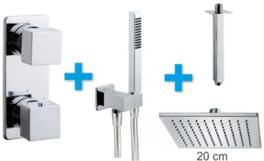 Mueller Cube inbouwregendouche, plafondarm 20cm kop