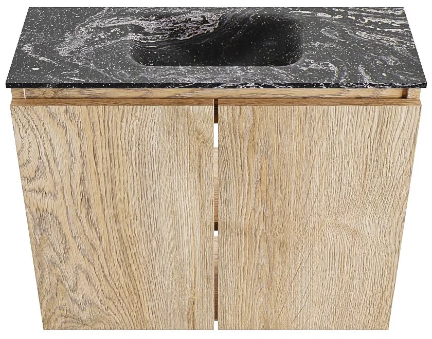 Mondiaz Ture DLux toiletmeubel 60cm washed oak met wastafel lava midden zonder kraangat