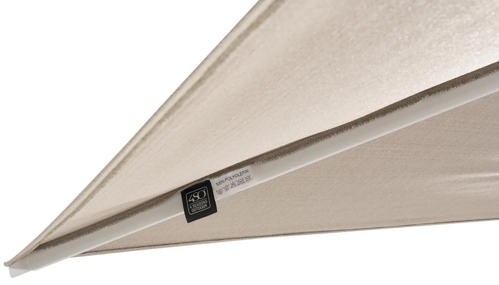 4 Seasons Outdoor Siesta PREMIUM 300 x 300 cm parasol zand doek met wit frame Parasol   houtkleur weerbestendig