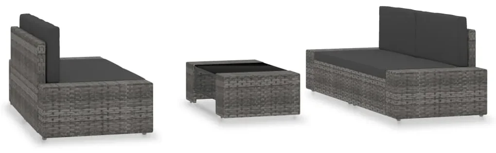 vidaXL 5-delige Loungeset poly rattan grijs