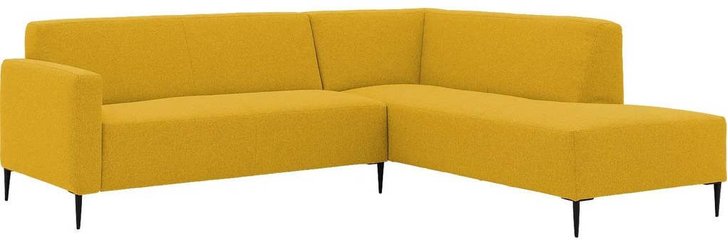 Goossens Key West geel, stof, 2,5-zits, modern design met ligelement rechts