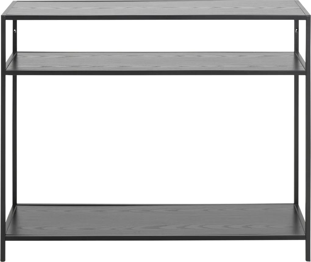 Sidetable Metalen Frame En Zwarte Planken - 100 X 35cm.
