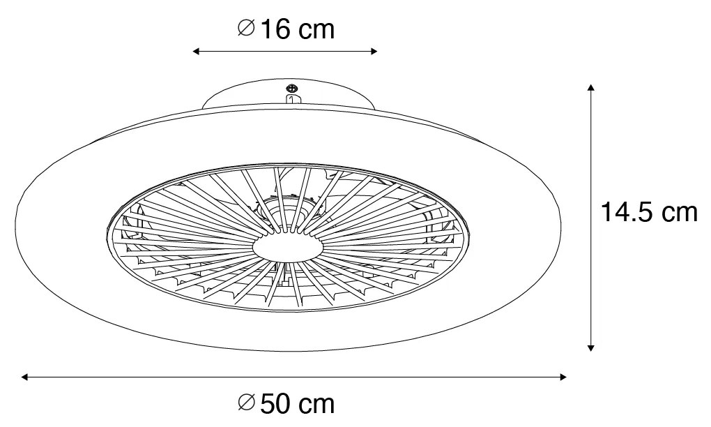 LED Plafondventilator met lamp wit 50 cm met ster effect en afstandsbediening - Climo Modern rond Binnenverlichting Lamp