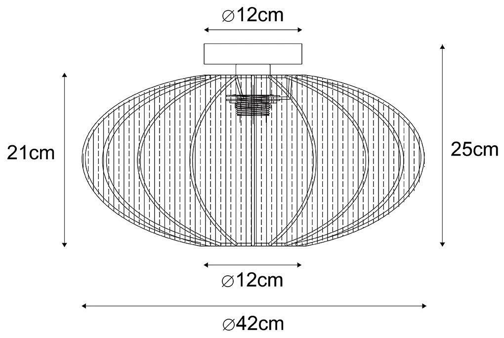 Japandi plafondlamp bruin met stoffen kap - Bida Design E27 rond Binnenverlichting Lamp