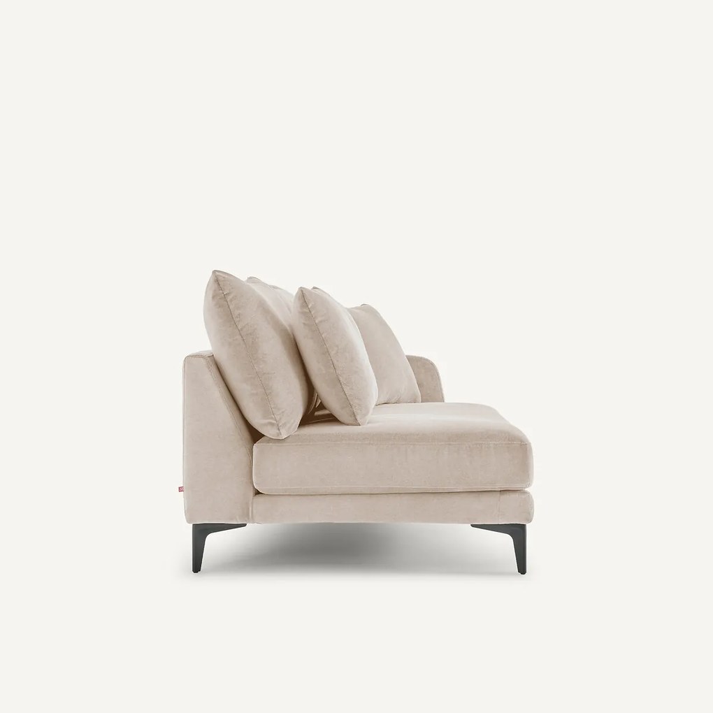 Halve bank in stone-kleurig fluweel, 2-zit, MODERNISTE