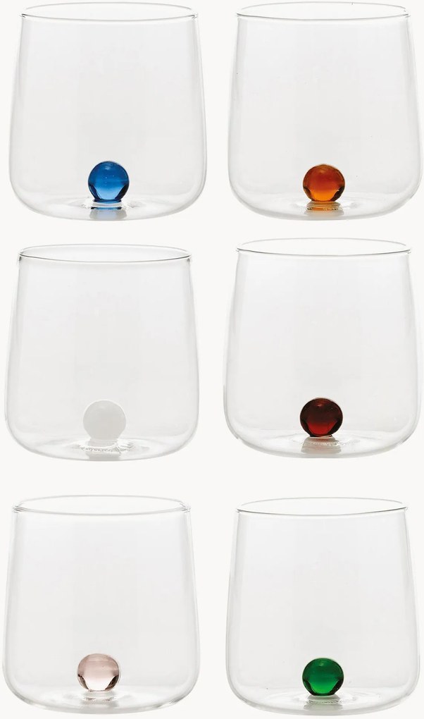 Handgemaakte waterglazen Bilia van borosilicaatglas, 6-delig