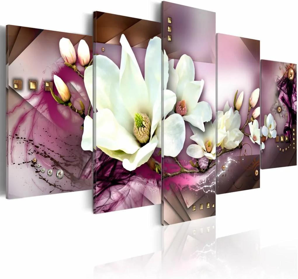 Schilderij - Orchidee , roze wit , 5 luik