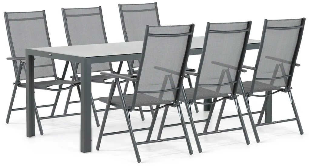 Tuinset 6 personen 210 cm Aluminium/textileen Grijs Domani Furniture Manu/Venustas