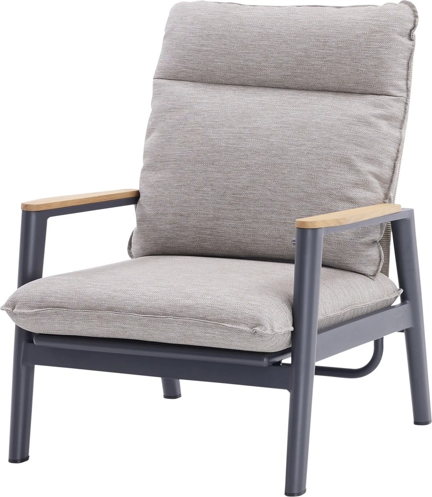 Alzano lounge tuinstoel verstelbaar zand rope aluminium antraciet