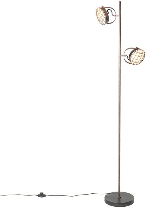 Vintage vloerlamp roestbruin 2-lichts - Tamina Industriele / Industrie / Industrial G9 Binnenverlichting Lamp