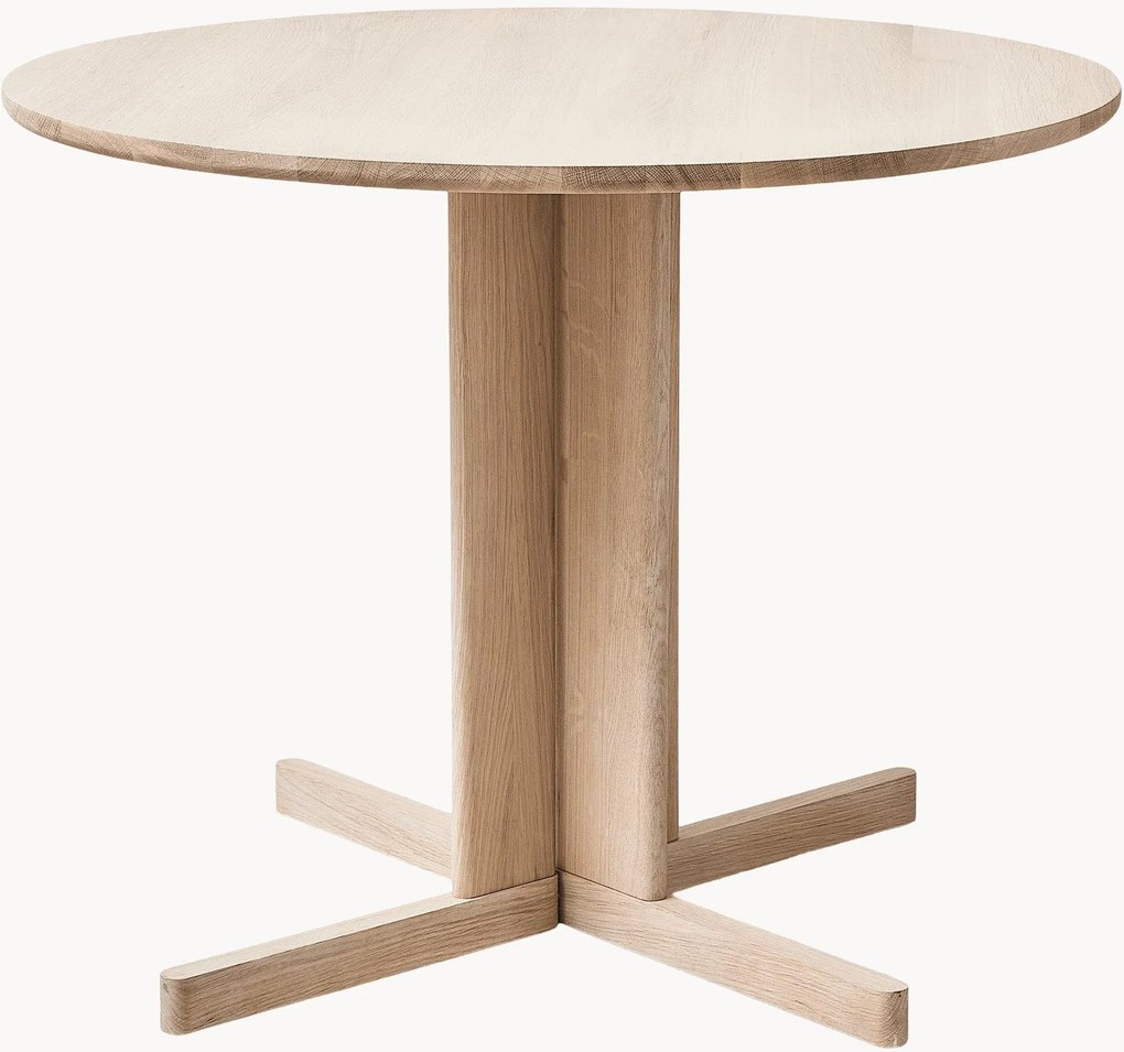 Ronde eikenhouten eettafel Trefoil