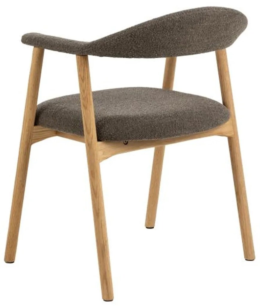 Eiken Eetkamerstoel Taupe Boucle Stof