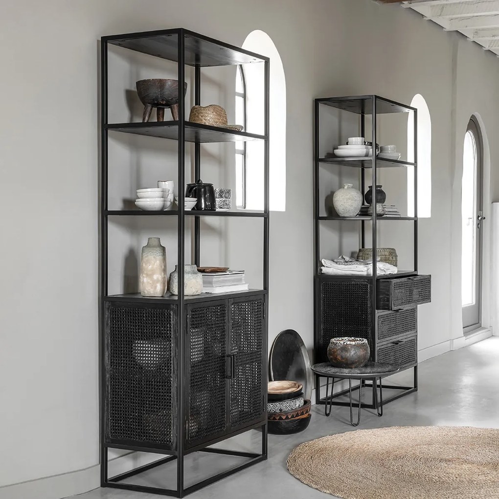 Must Living Spiderman Zwarte Kast Met Open Vakken - 75x40x190cm.