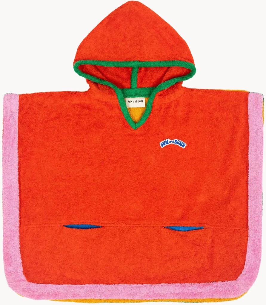 Katoenen kinderponcho Multi Orange