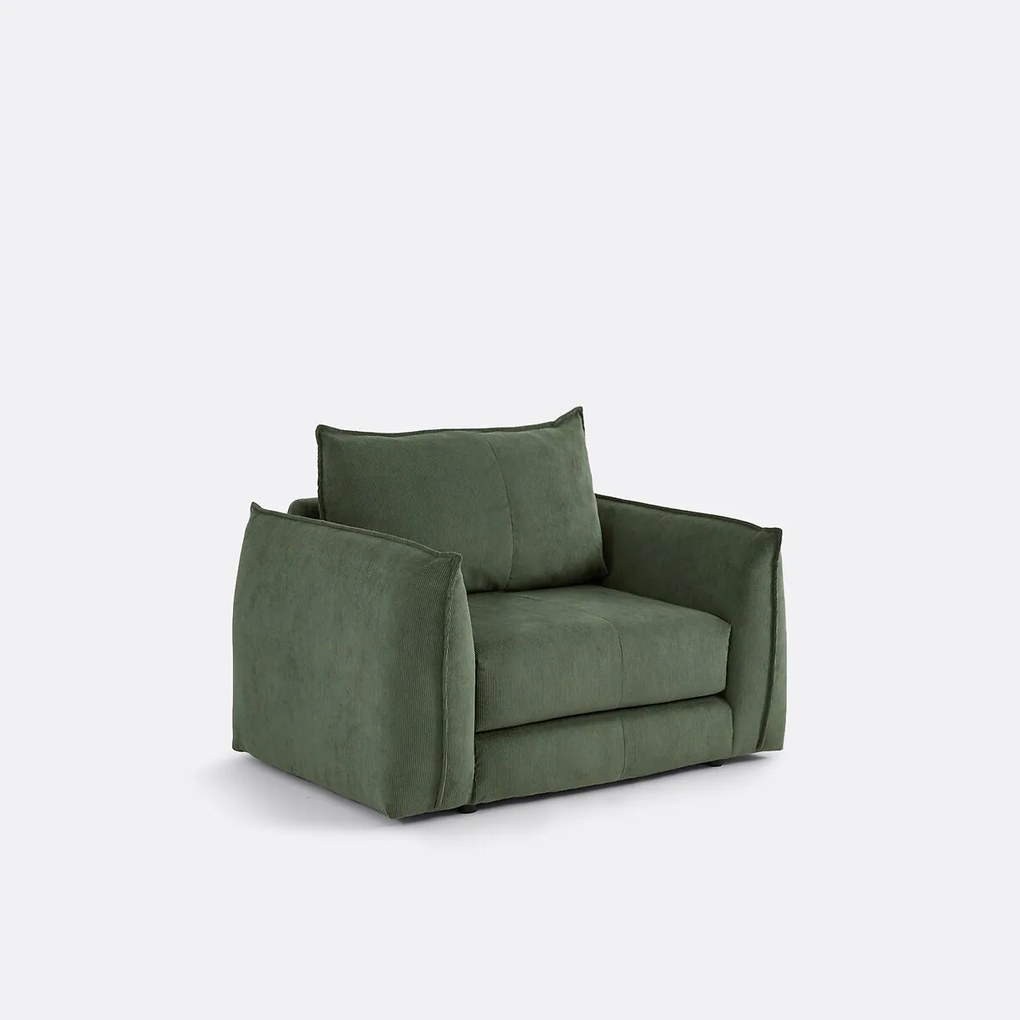 Rechte, uitklapbare fauteuil, 1-zits, van fijn geribd fluweel, TIKI
