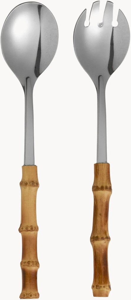 Saladebestek Oriental van bamboehout, 2-delig