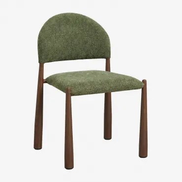 Set Van 4 Gestoffeerde Eetkamerstoelen Van Ijzer Nagore Chenille Saliegroen - Sklum