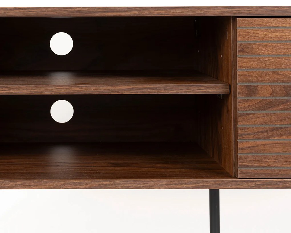 Walnoot Tv-meubel Met Strepen - 110x40x50cm.