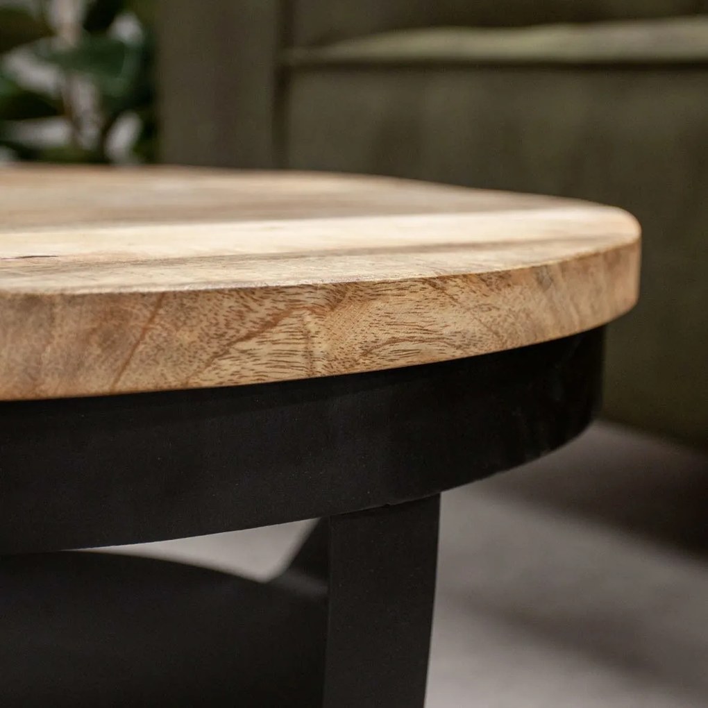 Dimehouse | Salontafel Baldo diameter 90 cm x hoogte 43 cm x dikte 3 cm bruin salontafels mangohout tafels meubels | NADUVI outlet