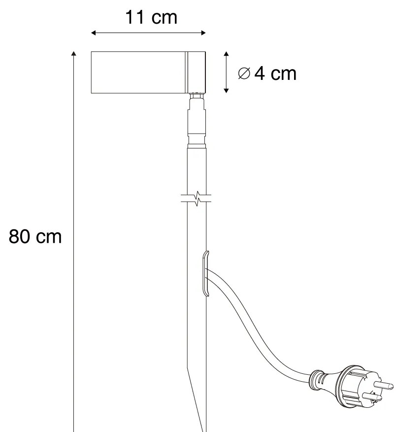 Buitenlamp Prikspot zwart 80cm incl. LED verstelbaar IP65 incl. snoer en stekker - Carl Modern IP65 Buitenverlichting rond
