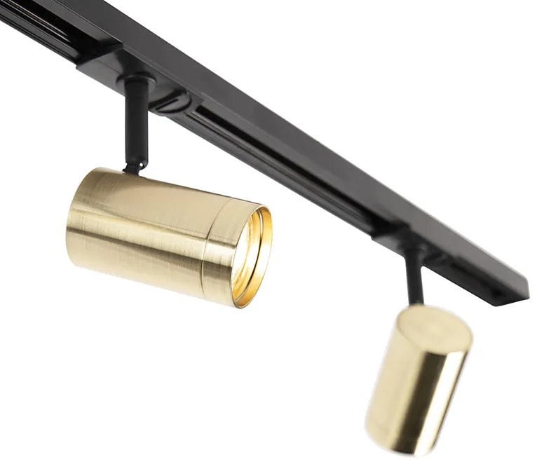 Smart railsysteem zwart met goud 1-fase 3-lichts incl. Wifi GU10 - Iconic Jeana