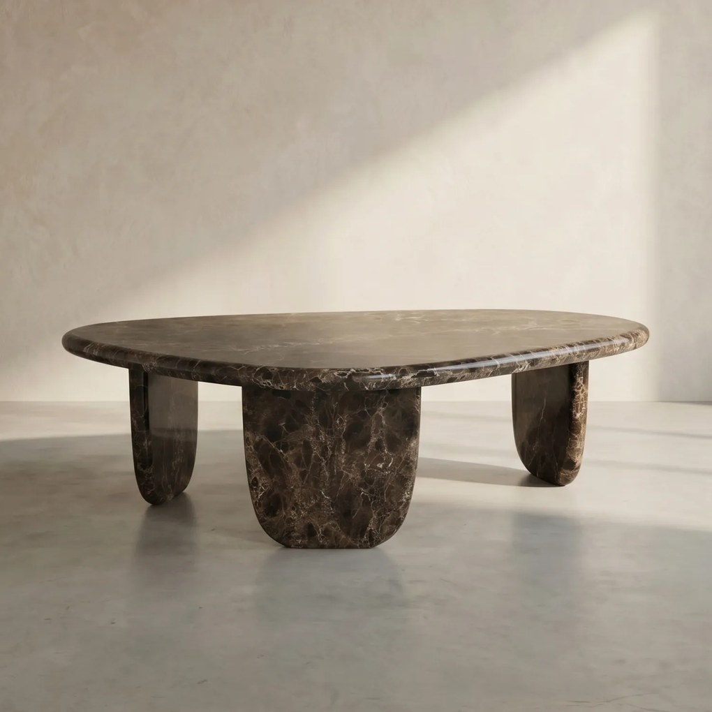 Lage Salontafel Bruin Marmer - 100 X 85cm.