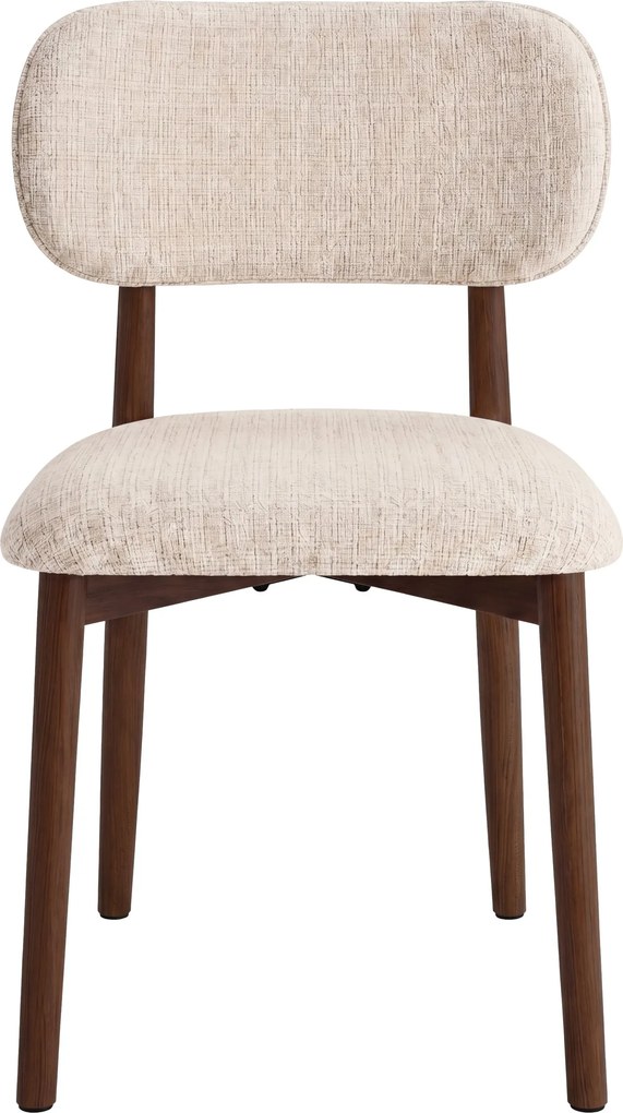 AVLO Beige (stof Juto 4)/notenkleurig gebeitst frame – HOUTEN STOEL VOOR WOONKAMER, EETKAMER, KEUKEN RETRO