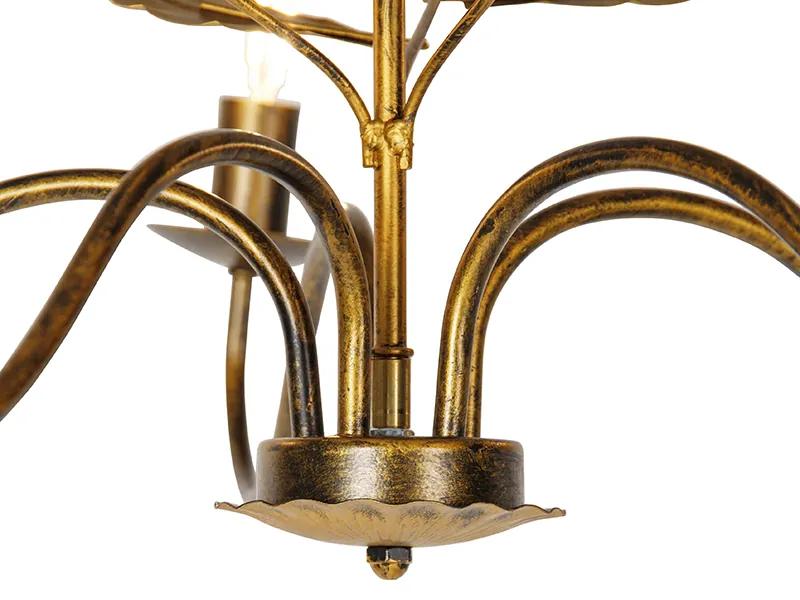Vintage kroonluchter antiek goud 6-lichts - Linden Klassiek / Antiek E14 Binnenverlichting Lamp