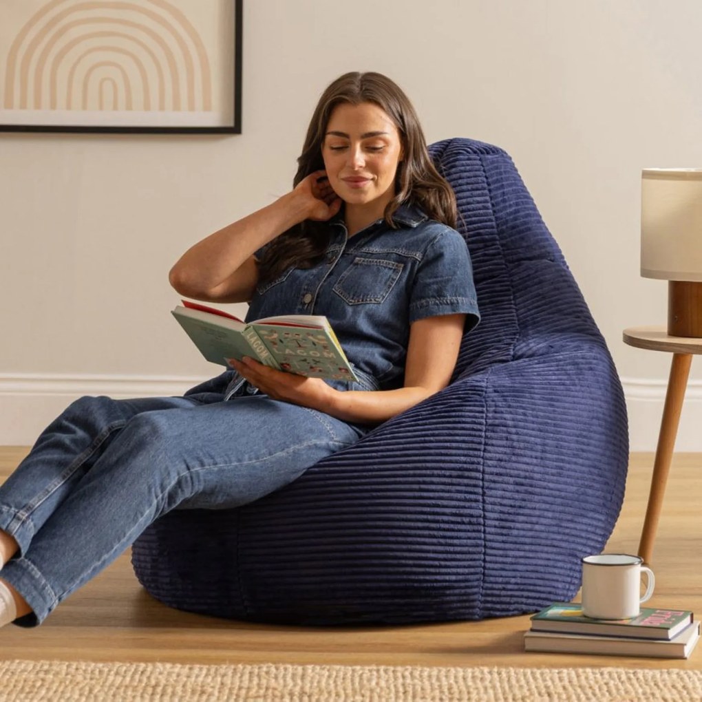 Cloudy Cord Zitzak Stoel - Navy Blue