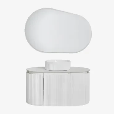 Carsone Houten Badkamermeubelset Wit & Lavabo Textura Rayas & Bathroom Cabinet With Sink And Mirror - Sklum