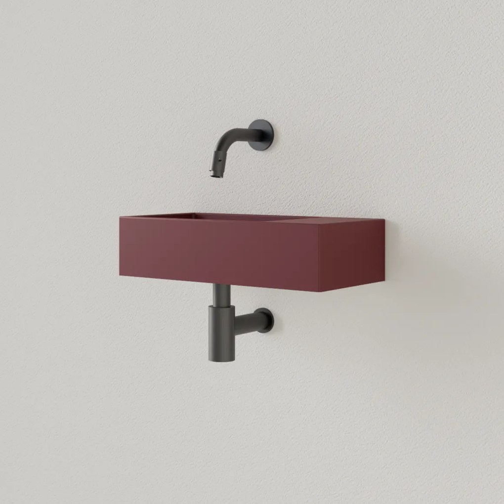 Sanigoods Nano fontein rechts wijn rood zonder kraangat 36x18cm