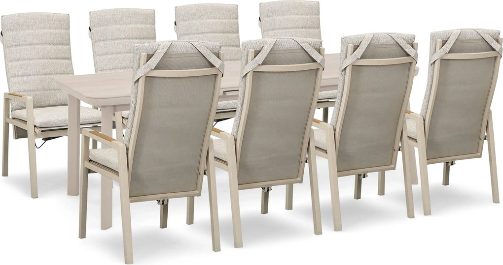 Tuinset 8 personen 220 cm Aluminium Taupe Lifestyle Garden Furniture Vivaro/Primo