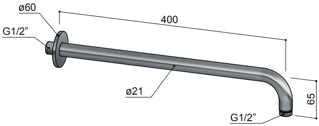 Hotbath Archie wandarm 40cm messing geborsteld PVD