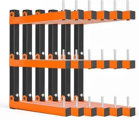 VEVOR 6x Cantileverrek met 3 lagen, opvouwbaar houten opbergrek, 50 kg per laag, metalen wandrek voor werkplaats, magazijn, garage, kelder, gemaakt van koolstofstaal, met opklapbare armen en vergrendelpinnen.