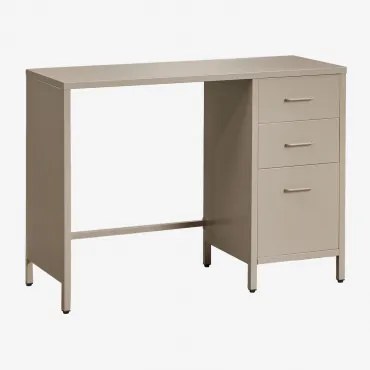 Janine Bureau 100x40 Cm Van Staal Met Lades Moka Bruin - Sklum