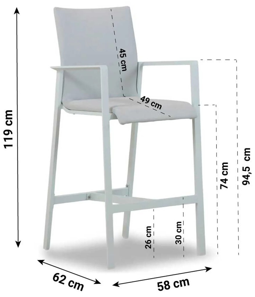 Barstoel Aluminium Wit Lifestyle Garden Furniture Rome wit