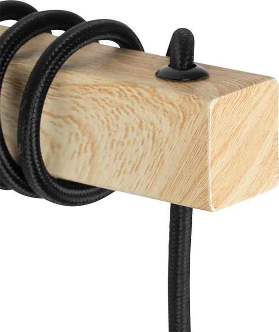 Smart wandlamp zwart met hout incl. Wifi A60 - Chon