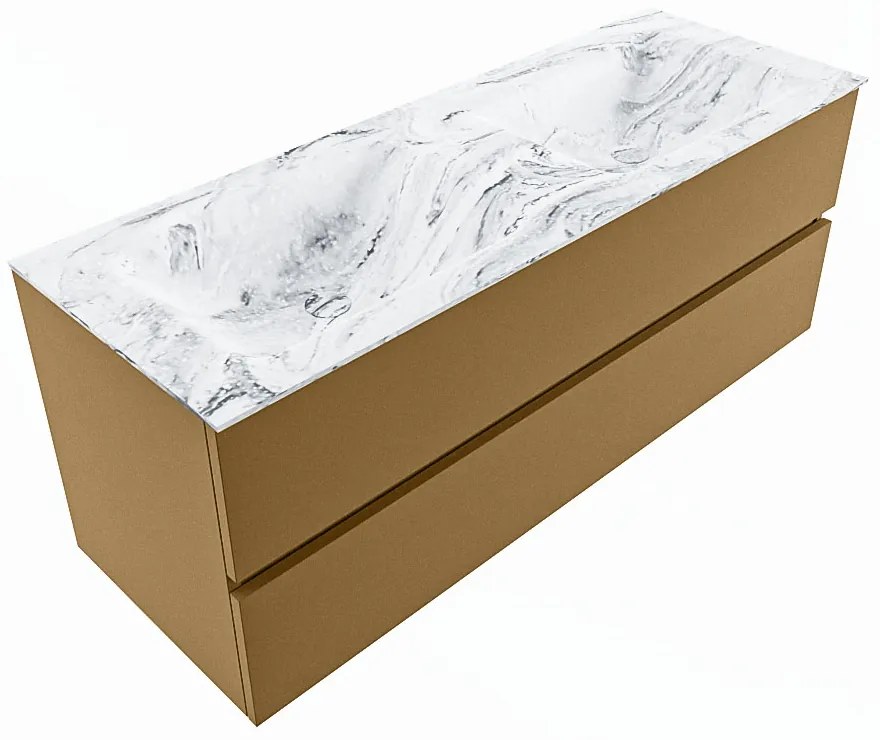 Mondiaz Vica DLux badmeubel 130cm oro 2 lades met wastafel glace dubbel zonder kraangat