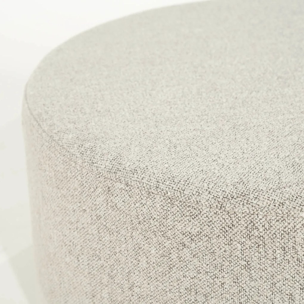 Eleonora Avah Ronde Hocker Taupe Met Eiken Rand