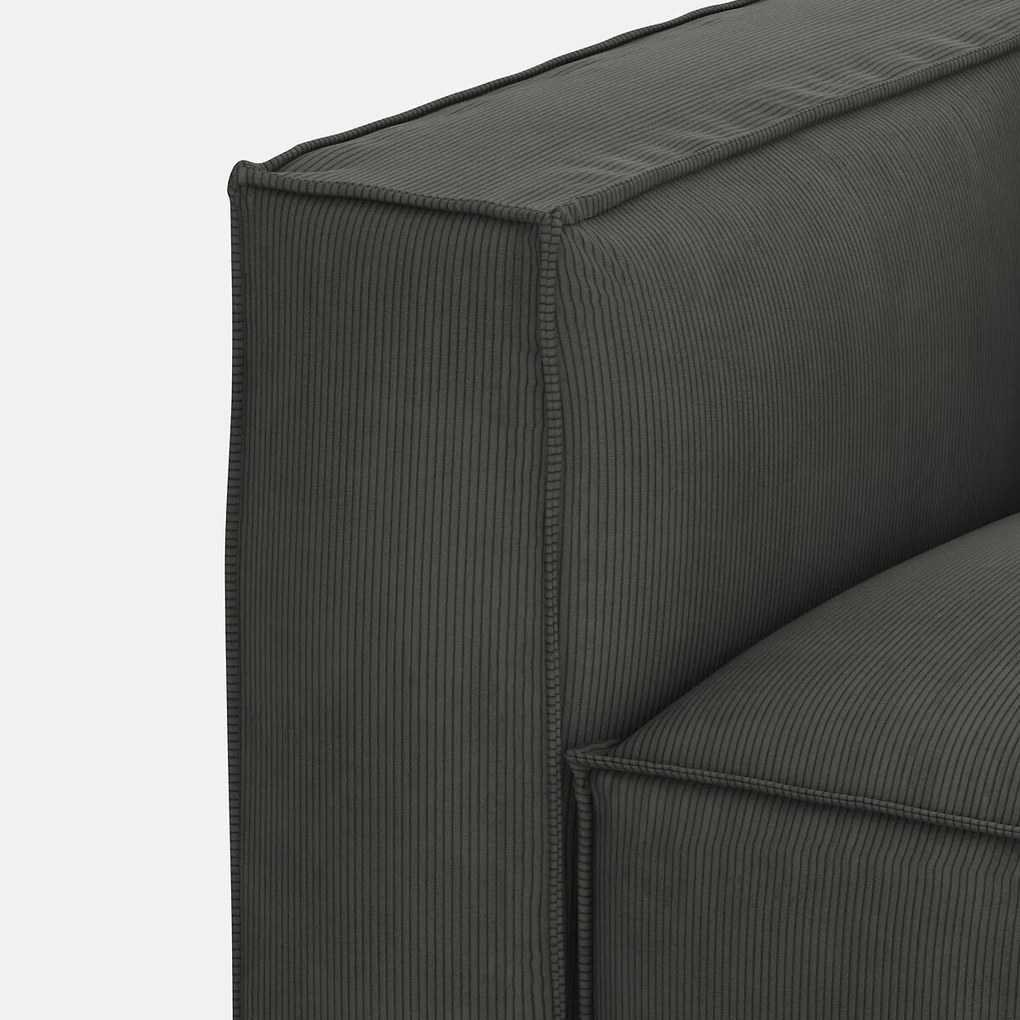 Modulaire bank, 3-zit en 1 poef, ribfluweel Seven