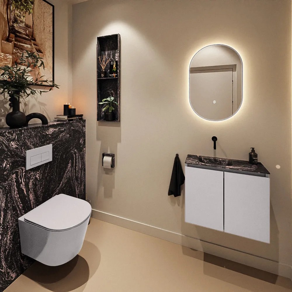 Mondiaz Ture DLux toiletmeubel 60cm cale met wastafel lava links zonder kraangat