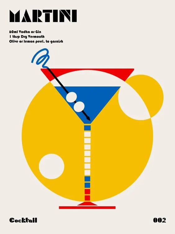 Ilustratie Martini Bauhaus Cocktail, Retrodrome