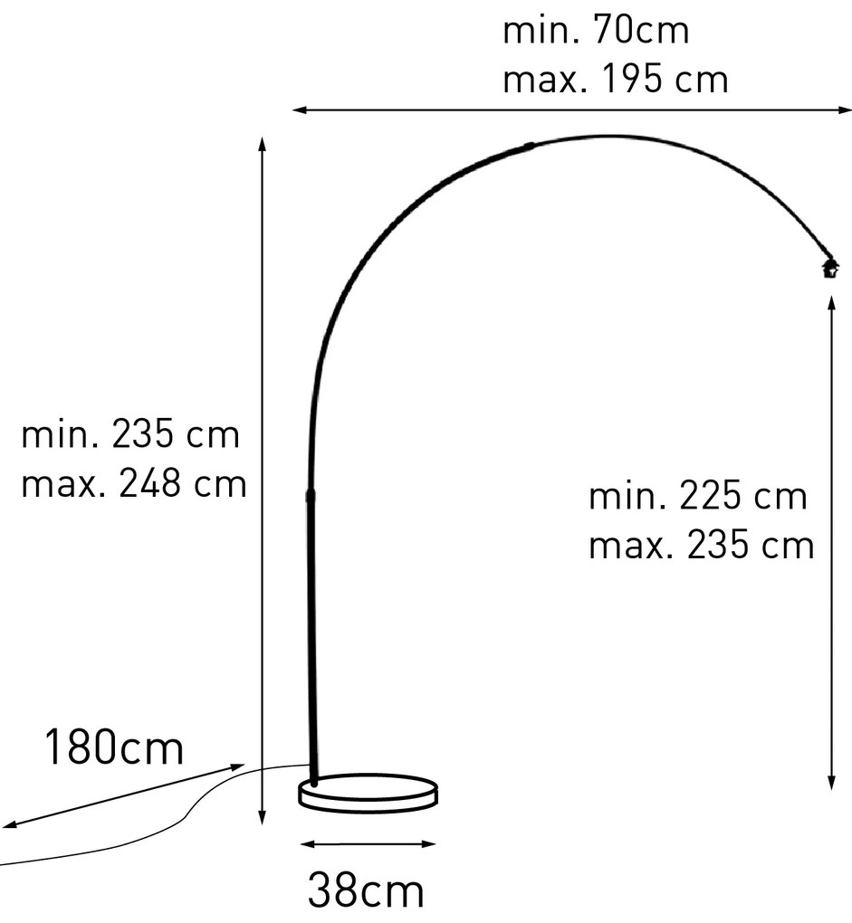 Moderne booglamp staal met marmeren voet - XXL
