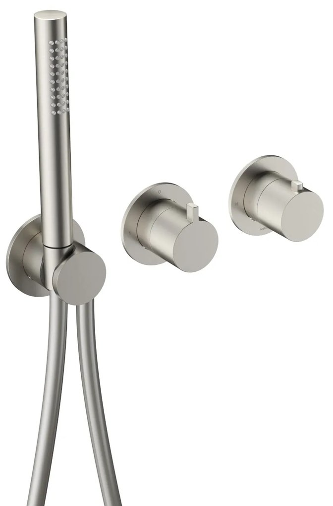 Hotbath ACE inbouw thermostaatkraan met handdouche nikkel geborsteld