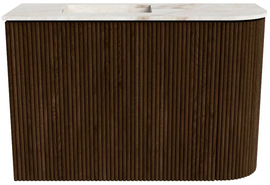 Mondiaz Joya DLux 60cm toiletmeubel ronding rechts walnut met wastafel faye links 1 kraangat frappe